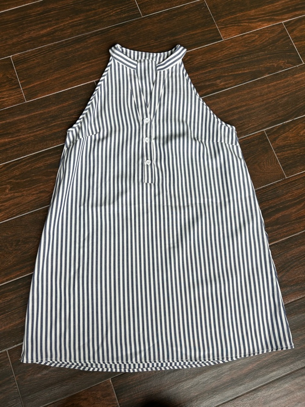 Striped Halter Mini Dress - Navy & White